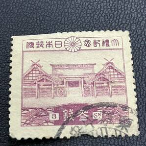 昭和切手 昭和大礼 記念切手 大嘗宮 額面3銭 消印ありの画像2