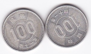 ★★稲穂100円銀貨　昭和41年　2枚★