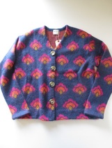 未使用 2022AW jonnlynx / ジョンリンクス JL202-KN720 pop flowe cardigan F NAVY×PINK / ニット カーディガン レディース_画像3