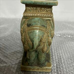 ec21 置物 木彫り陶器 インテリア ゾウ 古美術品の画像4