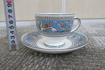 WEDG WOOD　Bone China　ウェッジウッド　フロレンティーン　ターコイズ　カップ＆ソーサー　2客　【93】_画像2