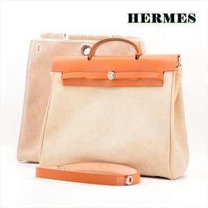 HERMES エルメス 美品 正規品 ★エールバッグ★ MM トワルアッシュ 刻印□B 2WAY バンドバッグ ショルダー レディース ベージュ ナチュラル