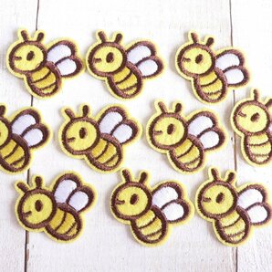 ワッペン はち ハチ 蜂 Bee アイロンワッペン ミニ アイロンパッチ アップリケ 10枚セット #1560の画像1