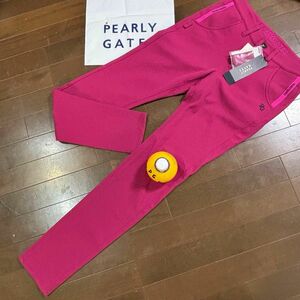 ★パーリーゲイツPEARLYGATES★秋冬美脚ストレッチパンツ新品未使用ピンク系サイズ1M★テックスブリットトリコットパンツ