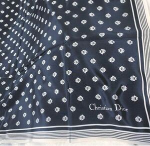 Christian Dior クリスチャンディオール　ロゴ　スカーフ　黒×白