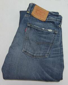 2006年 日本製 LEVI'S LVC 66501-0014 501XX-501 USED加工 デニムパンツ 紺 W31 ローライズ リーバイス BIG E 赤耳