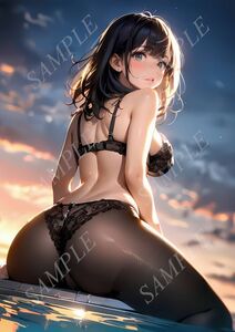 2401■アートイラスト■セクシー グラビア AIイラスト 水着 下着 美女 ギャル 巨乳 貧乳 美脚 美尻 豊艶 AI美人 ポスター■A4サイズ■