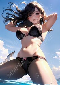 2369■アートイラスト■セクシー グラビア AIイラスト 水着 下着 美女 ギャル 巨乳 貧乳 美脚 美尻 豊艶 AI美人 ポスター■A4サイズ■