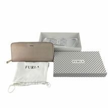 【1円スタート】FURLA　フルラ　長財布　ラウンドファスナー　クリーム　レザー　A335_画像10