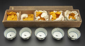 清 青花花卉紋杯 5件 共箱 煎茶道具 中国 古美術