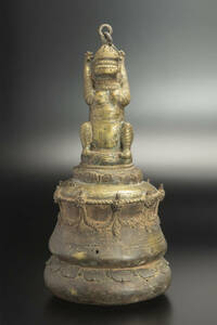 10世紀 銅鐘 ジャワ インドネシア 共箱 爪哇 印度尼西 &#38108;&#38047; Java 仏教美術 仏像