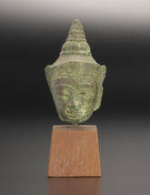 17世紀 泰国 銅仏頭像 タイ 仏像 仏教美術_画像1