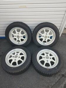 希少　絶版　ENKEI　ＪSpeed　13ｘ5Ｊ＋50　PCD110　4Ｈ　ダンロップ　WM02　155/65R13　スタッドレスタイヤホイール４本セット　中古品