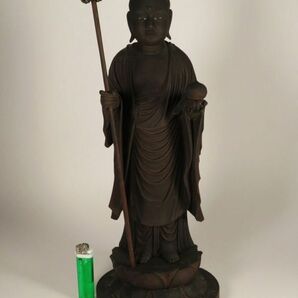 【1053】寺院 初品 江戸時代 木製 玉眼 立像 (初品 買取品)の画像2