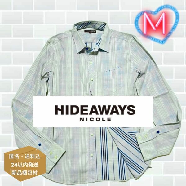 HIDEAWAYS ライトブルー タータンチェック ドレスシャツ