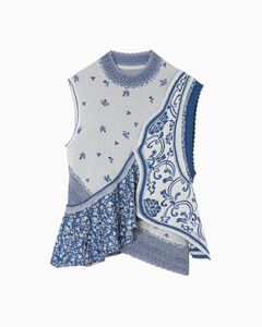 mame kurogouchi Asymmetric Pattern Knitted Top blue