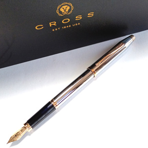【crf35】CROSS　クロス　万年筆　センチュリーⅡ　N3309　クローム×ゴールド　両用式　23金　キャップ式　F(細字)　センチュリー2