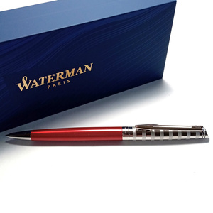 【wmb31】新品　WATERMAN　ウォーターマン　ボールペン　メトロポリタン　デラックス　リビエラ　ストライプレッドCT　赤/シルバー