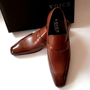 【V77】新品 VOICE ヴォイス　ビジネスシューズ　紳士靴　本革 レザー 25㎝ 日本製　革靴　ブラウン茶 撥水加工 シークレットインソール