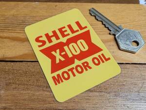 送料無料 Shell X-100 Motor Oil シェル オイル ウインド ステッカー 窓用 60mm × 80mm
