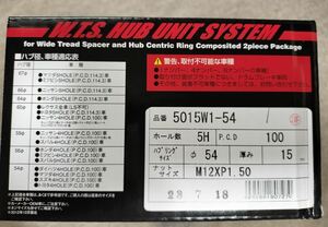 ワイドトレッドスペーサー W.T.S.ハブユニットシステム P1.5 5穴 PCD100 54Φ 厚み15mm