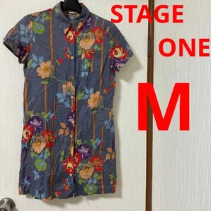STAGE ONE ヨシカンパニー　花柄　ロングシャツ 羽織り　ワンピース　チュニック　綿100% M