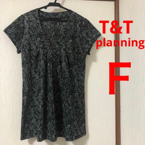 T&T planning ペイズリー柄チュニック カットソー　トップス F 