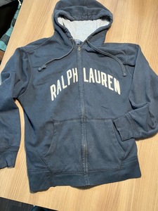 RALPH LAUREN 希少ビンテージ、ラルフローレン、ジップパーカー、ネイビーブラック、美品、状態良い、サイズＬ