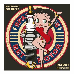 【Betty Boop・ベティちゃん】※《LED キャンバスライト／プラグ》 品番BETTY-PLUG　 300×300×40mm　アメリカン雑貨　ウォールアート