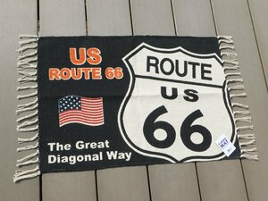 ◆送料無料◆【アメリカンスタイル・コットンマット】※《HISTORIC R66》　アメリカン雑貨　サイズ500×700mm　ROUTE 66