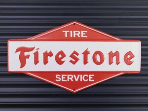 ◆送料無料◆【Firestone・ファイアストン】※《ミニエンボスメタルサイン》 アメリカン雑貨　エンボス看板　ブリキ看板　70
