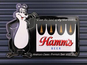 ◆送料無料◆【Hamm's Bear・ハムズビール】※《ミニエンボスメタルサイン》　アメリカン雑貨　エンボス看板　ブリキ看板　72