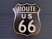 【ROUTE US66・ブラック】※《エンボスメタルサイン》　アメリカン雑貨　エンボス看板　ブリキ看板　ルート66　91_画像1