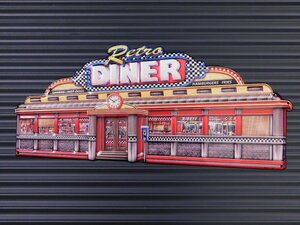 送料\350【Retro DINER・レトロダイナー】※《エンボスメタルサイン》　アメリカン雑貨　エンボス看板　ブリキ看板　88　