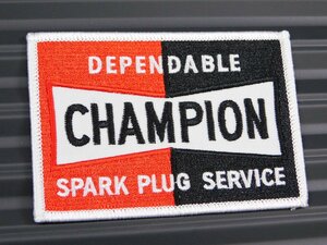 送料\84【CHMPION・チャンピオンプラグ】※《アイロン刺繍ワッペン》　アメリカン雑貨　刺繍ワッペン　アイロンワッペン