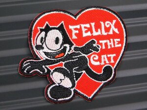 送料\84【FELIX THE CAT・フィリックス】※《アイロン刺繍ワッペン・ハート形》　アメリカン雑貨　刺繍ワッペン　アイロンワッペン