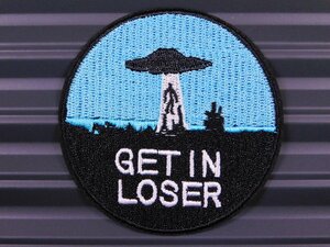 送料\84【GET IN LOSER】※《アイロン刺繍ワッペン／UFO・捕獲》　アメリカン雑貨　刺繍ワッペン　アイロンワッペン