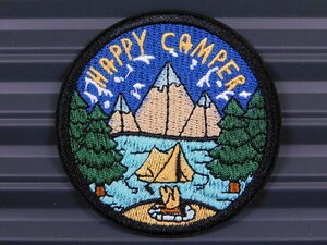 送料\84【HAPPY CAMPER・キャンプ】※《アイロン刺繍ワッペン》　アメリカン雑貨　刺繍ワッペン　アイロンワッペン