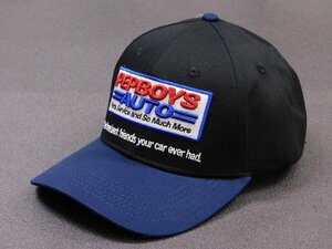 送料\510【レーシングトラッカーキャップ】※《PEPBOYS AUTO／ブラック×ネイビー》　アメカジ　モーター　刺繍　