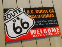 在庫処分します！【アメリカン コイヤーマット】※《ROUTE66・WELCOME・赤/黒》玄関マット　アメリカン雑貨_画像1