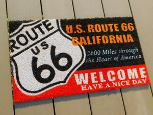 在庫処分します！【アメリカン コイヤーマット】※《ROUTE66・WELCOME・赤/黒》玄関マット　アメリカン雑貨