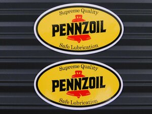 送料\84【PENNZOIL・ペンズオイル】※《レーシングステッカー／２枚セット》　(品番：ms004)　アメリカン雑貨　ガレージ