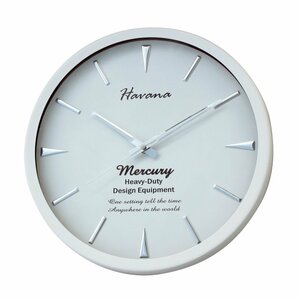 【MERCURY・マーキュリー】※《ウォールクロック・HAVANA／ホワイト》　アメリカン雑貨　壁掛け時計　品番ME052397