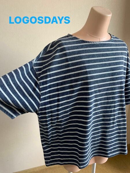 LOGOSDAYS ロゴス　身幅ゆったり　ボーダー 半袖 カットソー　Tシャツ　M