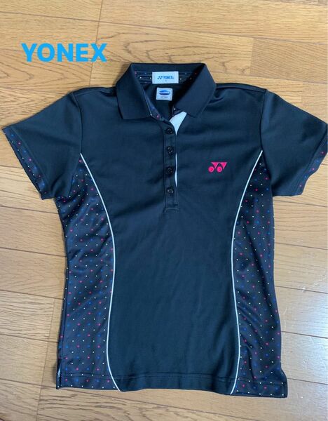 YONEX ヨネックス 半袖　ゲームシャツ Mサイズ ブラック　黒　ドット柄　テニスウェア　バドミントン　