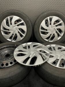 185/65R15 DUNLOP/EC202 20年製 ホンダ フリード 純正 スチール 15インチ 5.5J＋50 100 4H 夏タイヤ 4本 ダンロップ (2-C581)