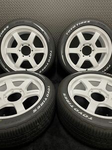 225/50R18 TOYO/H30 23年製 RAYS VOLK RACING TE37SB 18インチ 8J＋38 139.7 6H 夏タイヤ 4本 ホワイトレター ハイエース 等(6-C617)