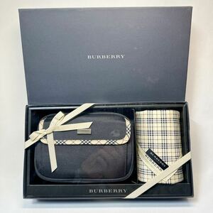 【未使用品】BURBERRY バーバリー ポーチ　ハンカチセット　日本製　保管品