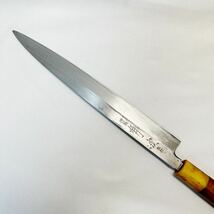 刺身包丁　有次作　青鋼　別打　和包丁　包丁　全長38.0cm、刃渡り23.0cm 中古品_画像7