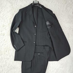 極美品!パルジレリ/PAL ZILERI【ハリ感◎ウール100×ノンアイロン×高級釦】セットアップスーツ L-XL ブラック 黒 通年 カジュアル 総裏 3B